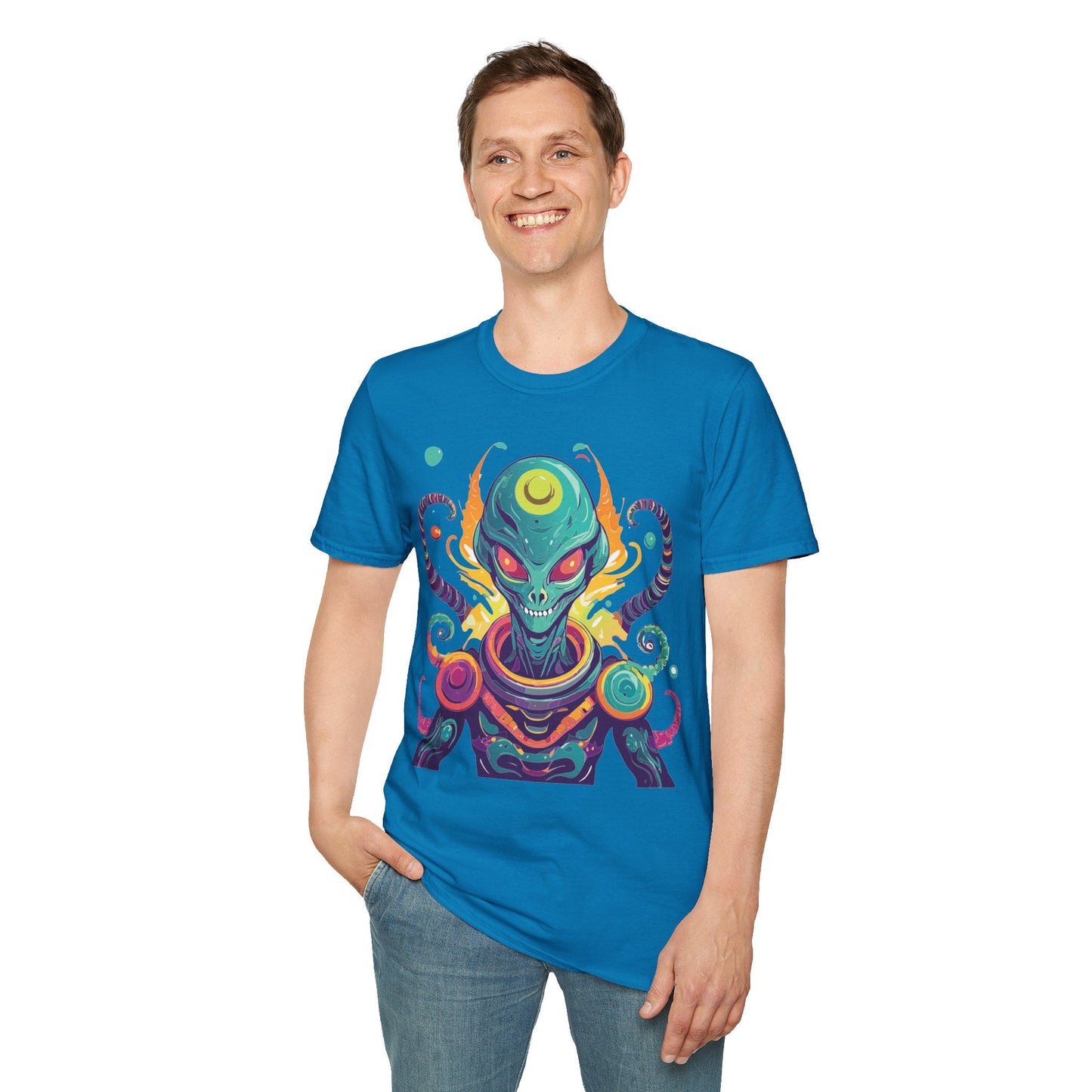 Alien Cosmos Unisex T Shirt With Aliens Design Gildan Softstyle 64000 Comfortable Lightweight Tee