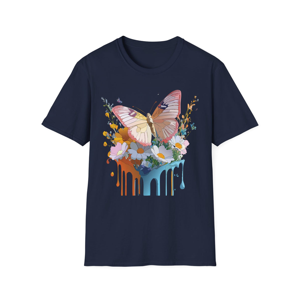 Butterfly Floral Drip Graphic Tee Unisex 100 Cotton Gildan T-Shirt