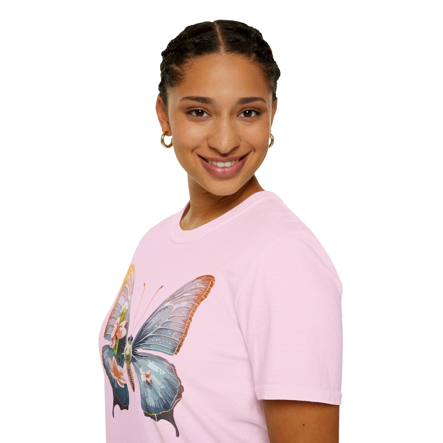 Butterfly Print T Shirt For Men Women Unisex Monarch Design Softstyle Cotton Tee