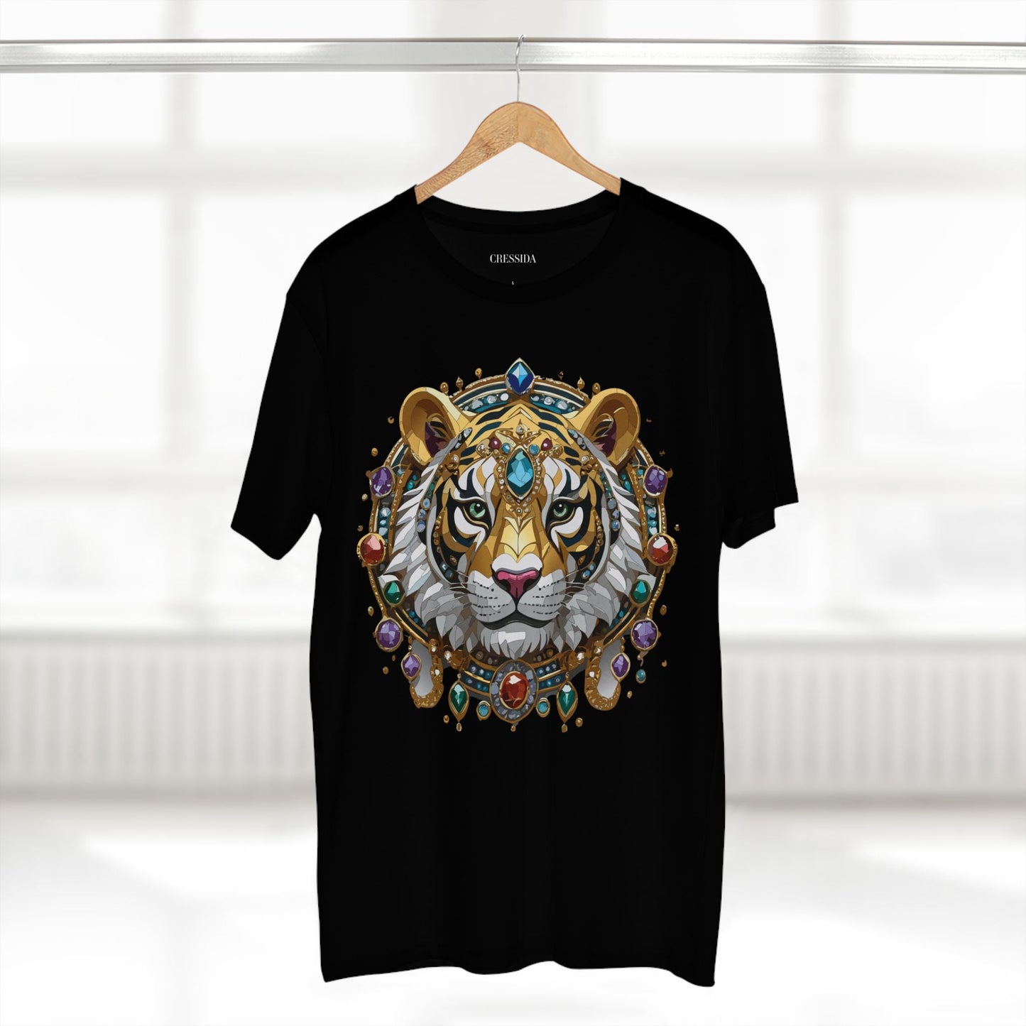 Tiger Graphic Unisex 100 Cotton Tee With Unique Animal Golden Medallion Art Design 52