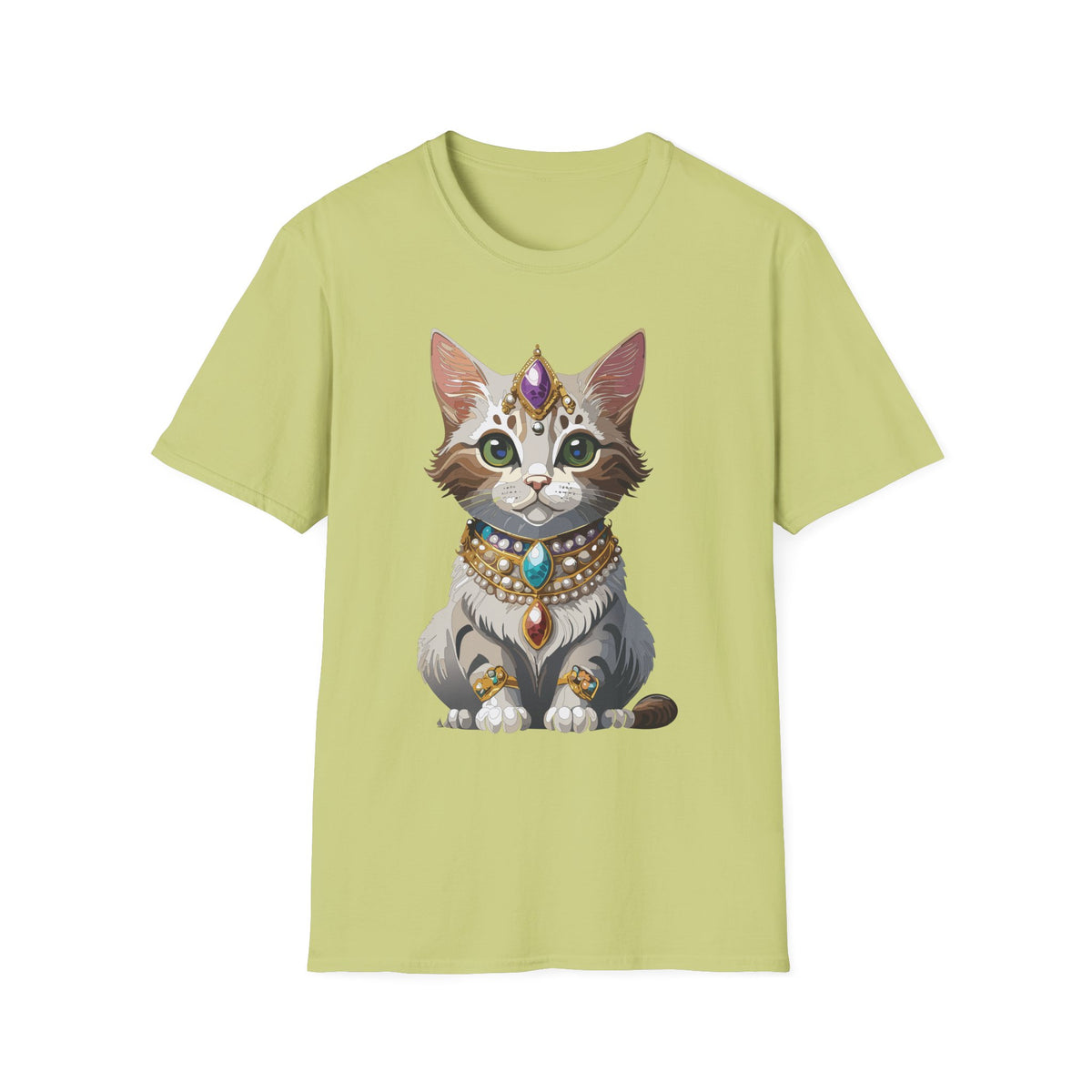 Jeweled Cat Portrait T-Shirt | Regal Kitty Illustration
