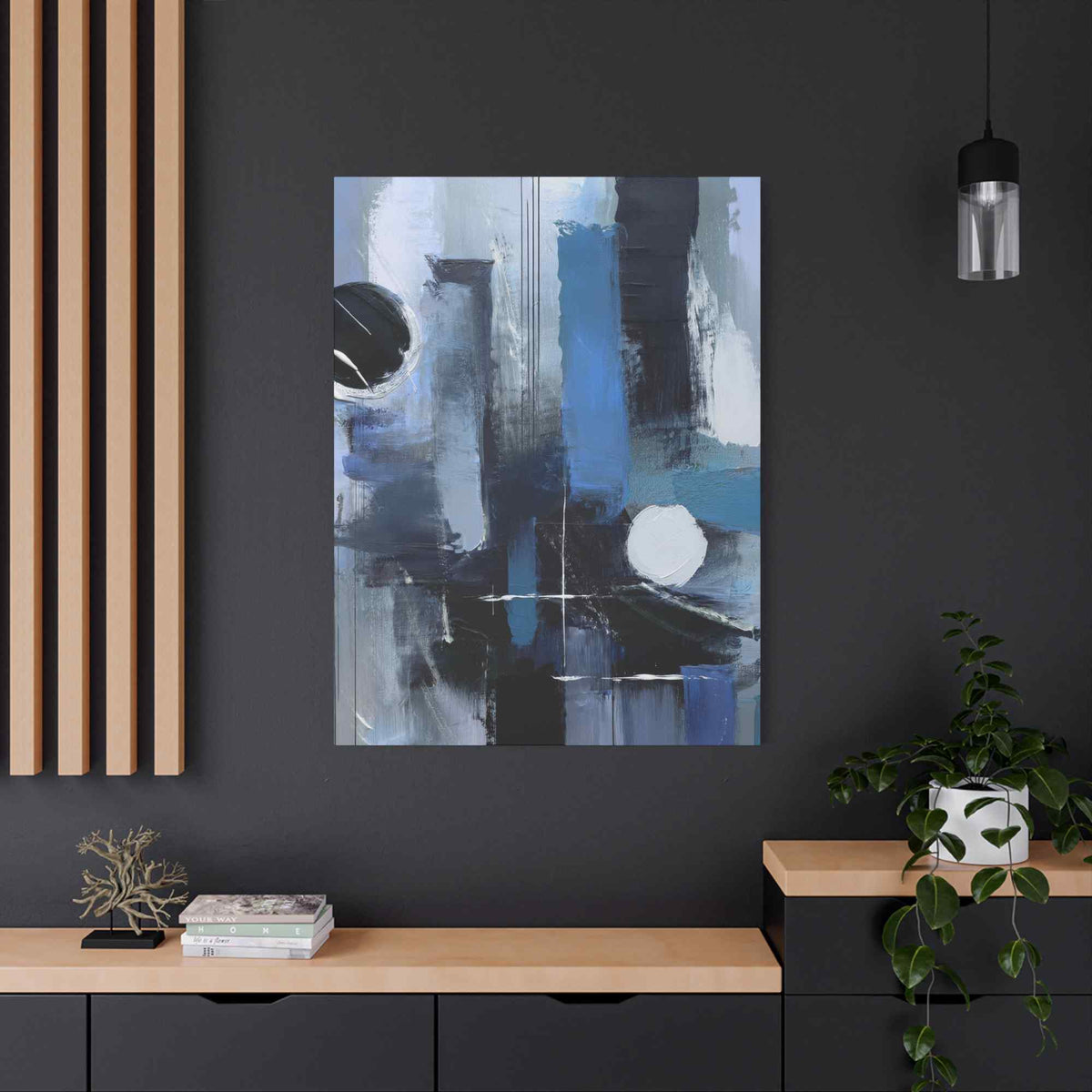 Blue Abstract Painting Print Canvas 20x24,20x30,24x30, 24x32,24x36,30x40, 32x48,36x48,40x60 Pine-Wood Inner Frame ABS-25