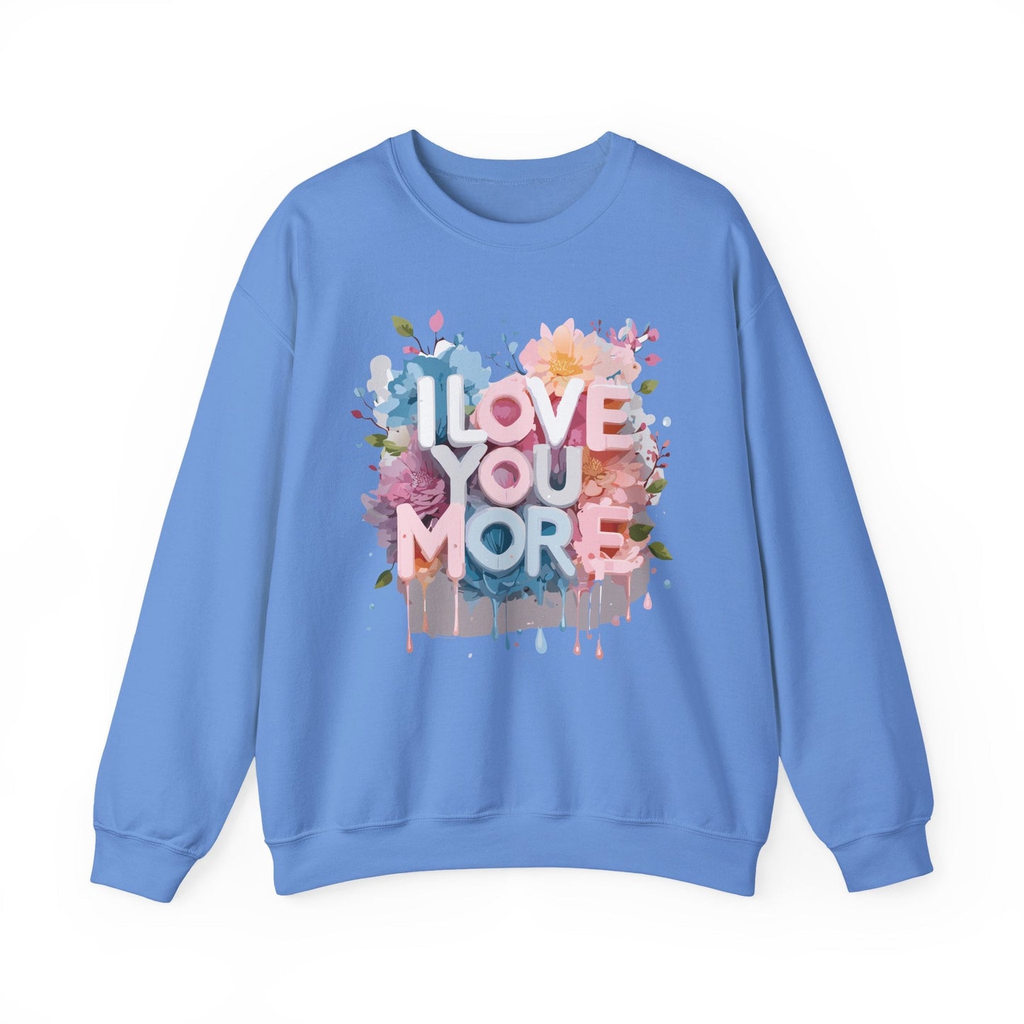 Floral Love Sweatshirt Unisex Heavy Blend Crewneck Valentines Day 50 50 Cotton Polyester Gildan 18000