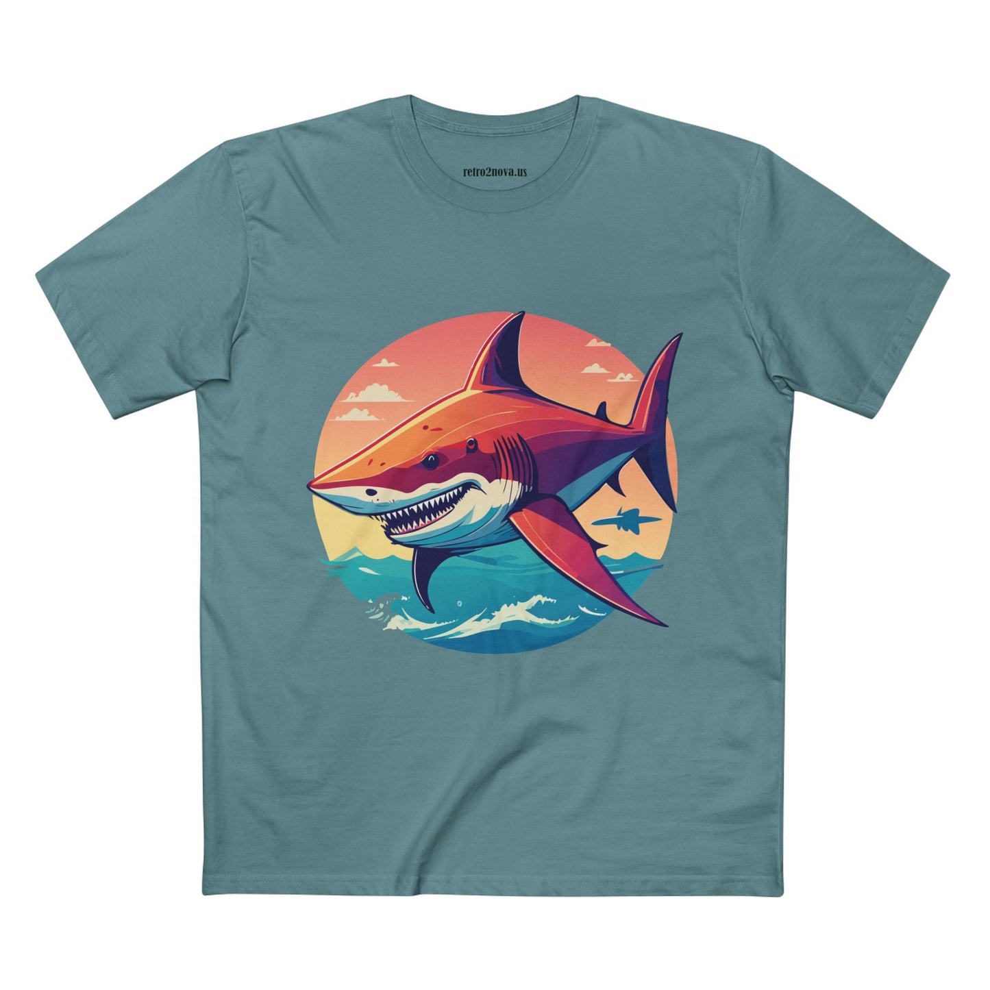 Unisex Premium Cotton Staple Tee With Original Art Shark Shirt From Retro2Nova Art Collection Soft Breathable Comfort