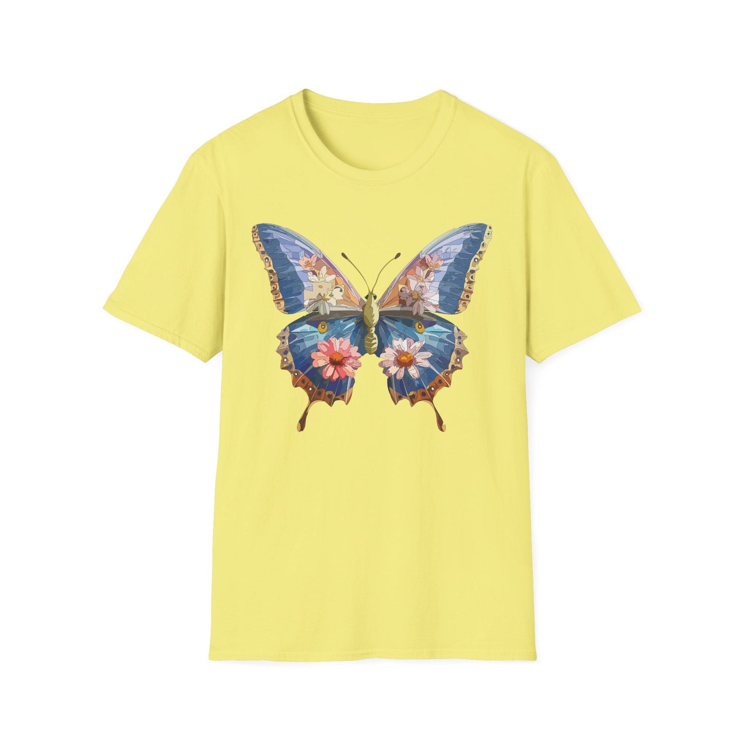 Butterfly T Shirt Unisex Softstyle 64000 Gildan Monarch Design 100 Percent Ring Spun Cotton Tee