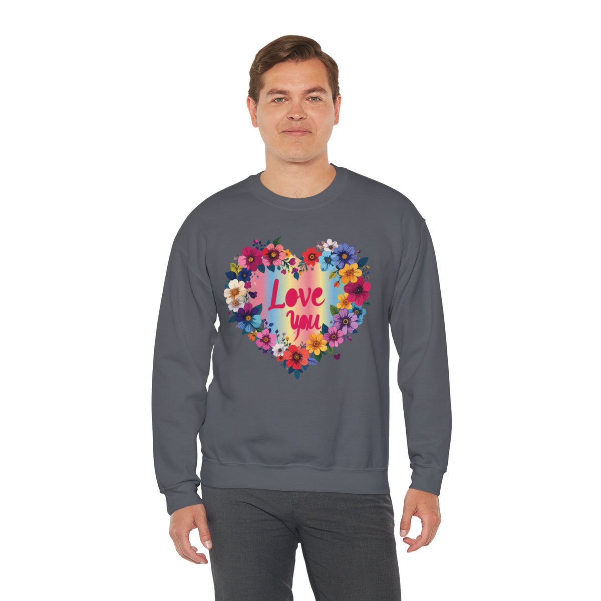 Floral Love You Heart Sweatshirt, Floral Heart Sweatshirt, Floral Love Sweatshirt, Valentine's Day Sweatshirt, Floral Sweatshirt 111