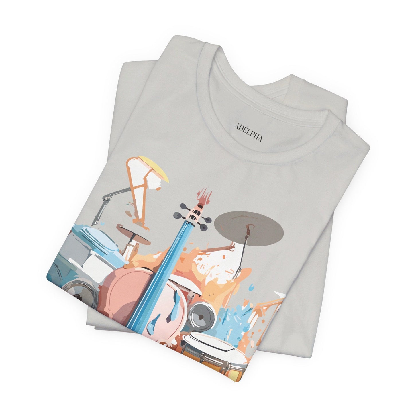Music Graphic Unisex 100 Cotton Vintage Art with Musical Elements Tee 74