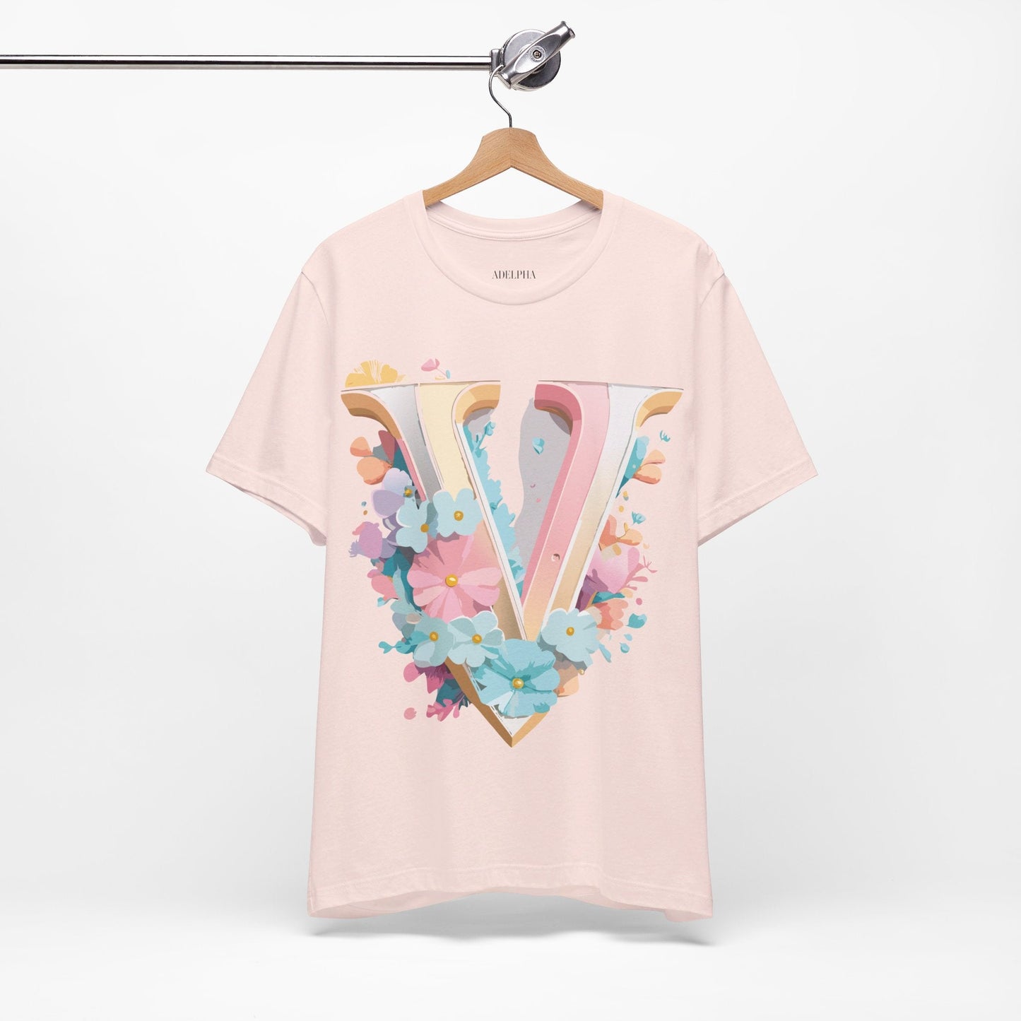 Adelpha Letter V Shirt Graphic Tee Unisex Jersey Short Sleeve Vintage Inspired Design
