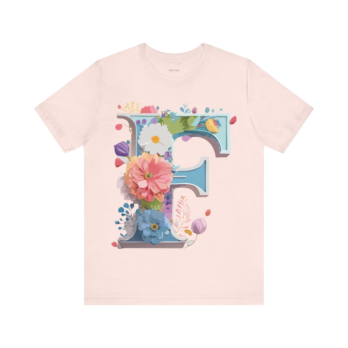 Letter F Shirt Unisex Graphic Tee Vintage Inspired Artwork By Adelpha Short Sleeve