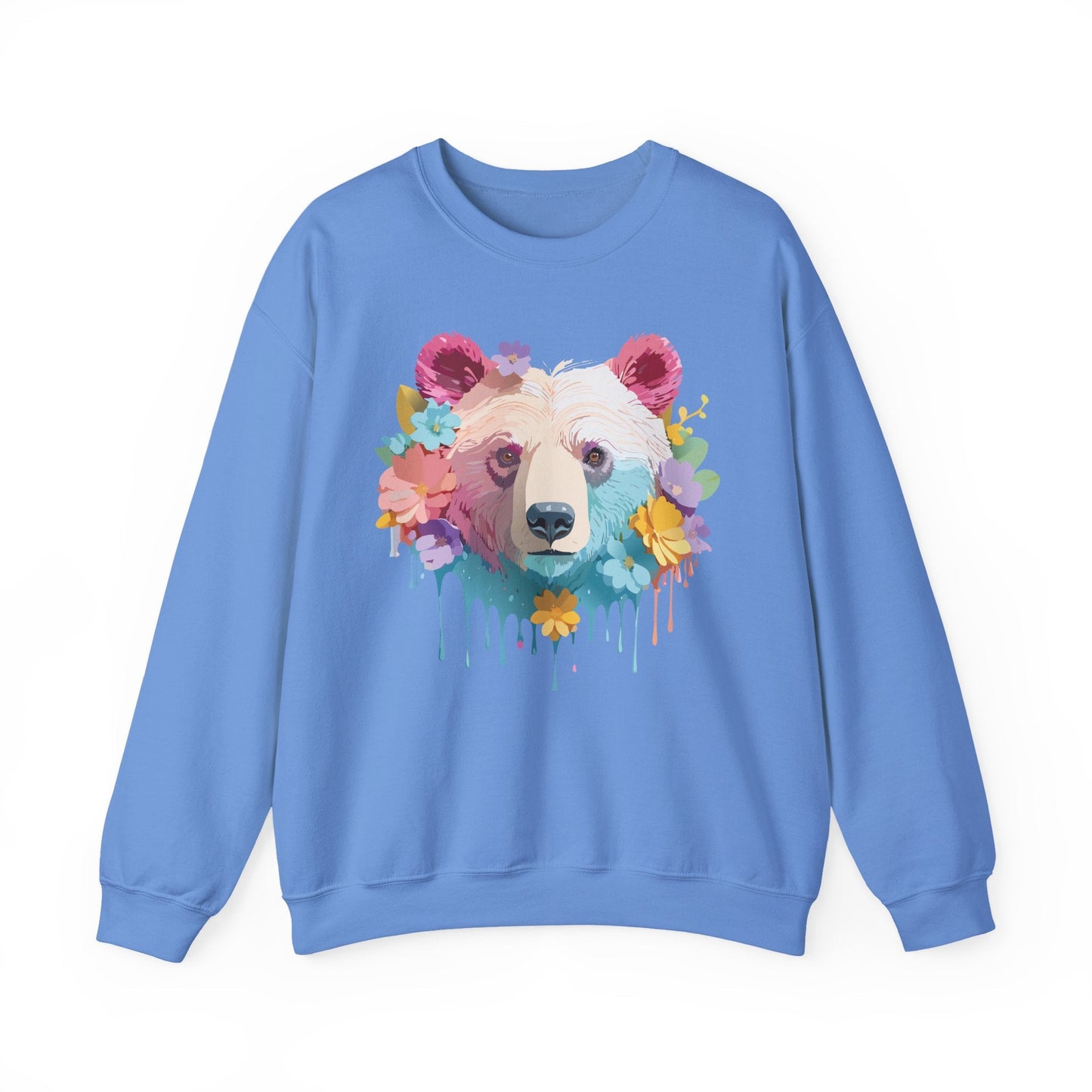 Unisex Floral Bear Sweatshirt Gildan 18000 Art Design Animals