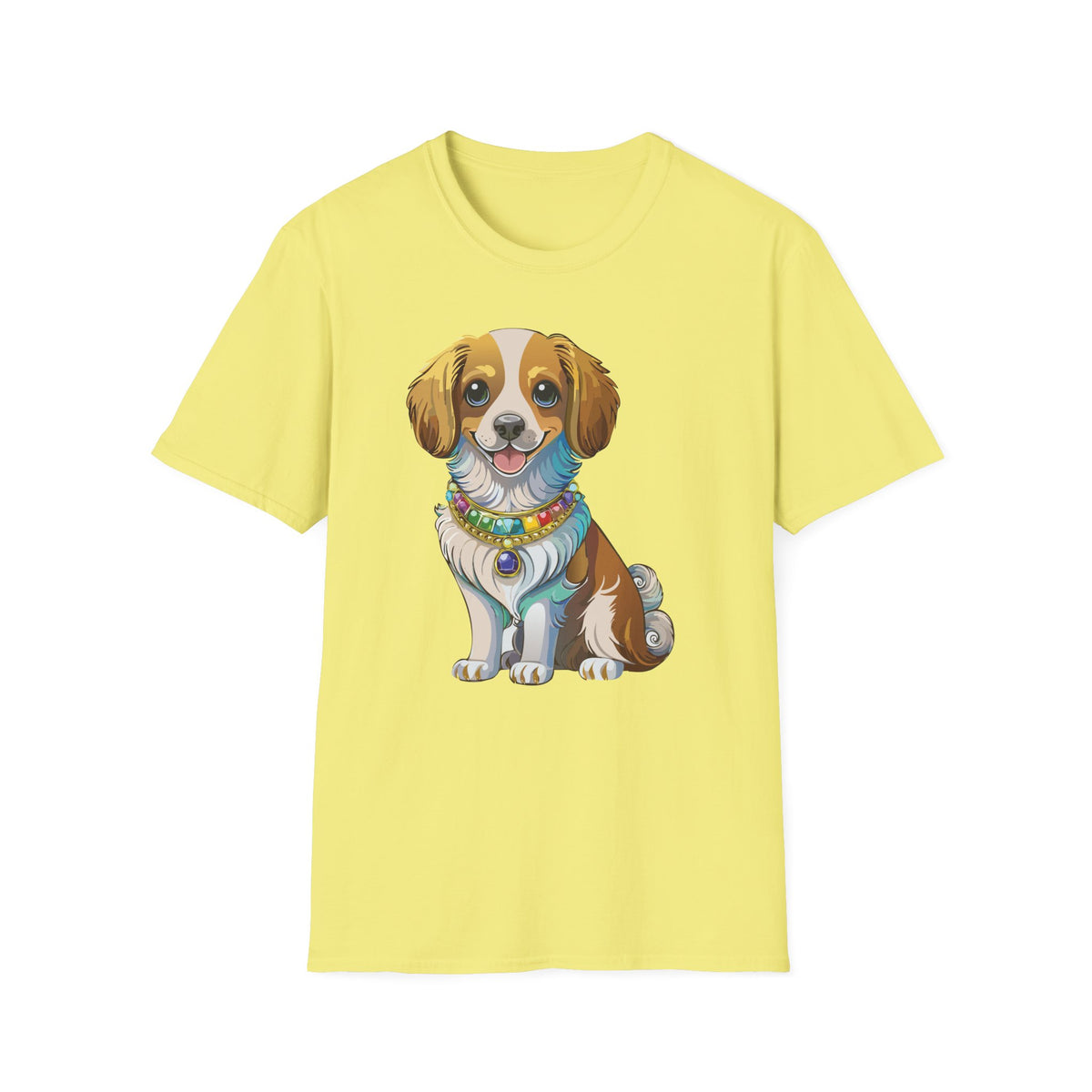 Smiling Brown White Dog Portrait T-Shirt | Cute Puppy Illustration