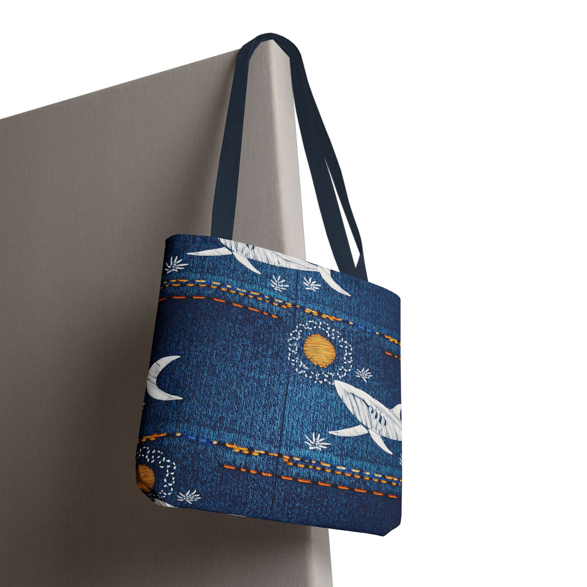 Denim Fabric Imitation Print Unisex Canvas Bag Poly Spun 3 Sizes Tote Bag 182-17