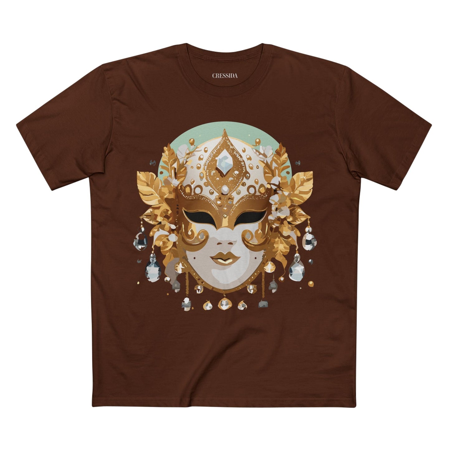 Carnival Mask Graphic T-Shirt Unisex 100 Cotton With Antique Gold Art Design Tee 9