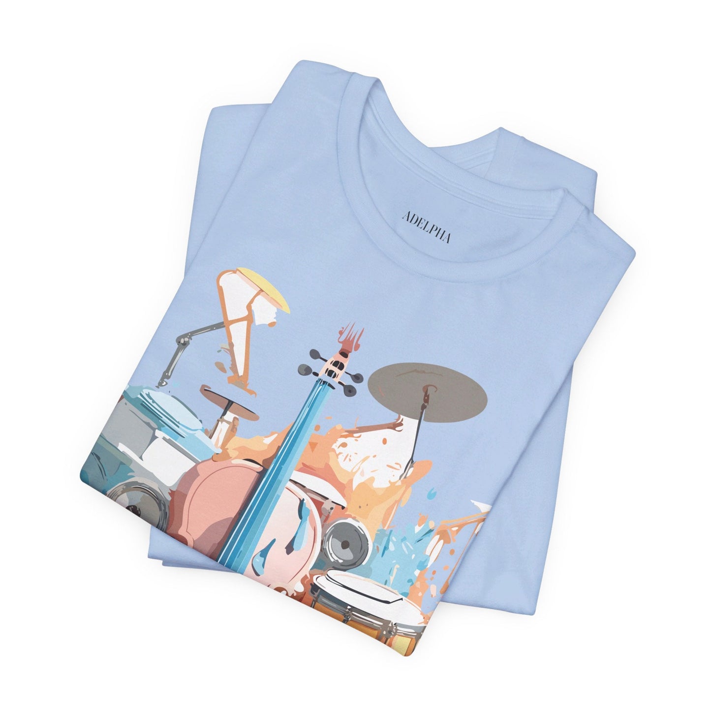 Music Graphic Unisex 100 Cotton Vintage Art with Musical Elements Tee 74