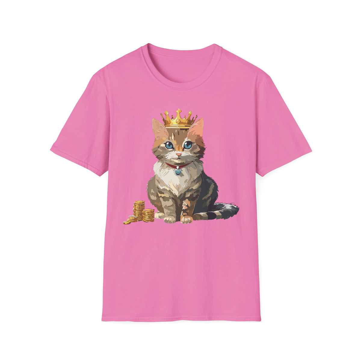 Crowned Tabby Cat T-Shirt | Cute Kitty with Crown and Treasure