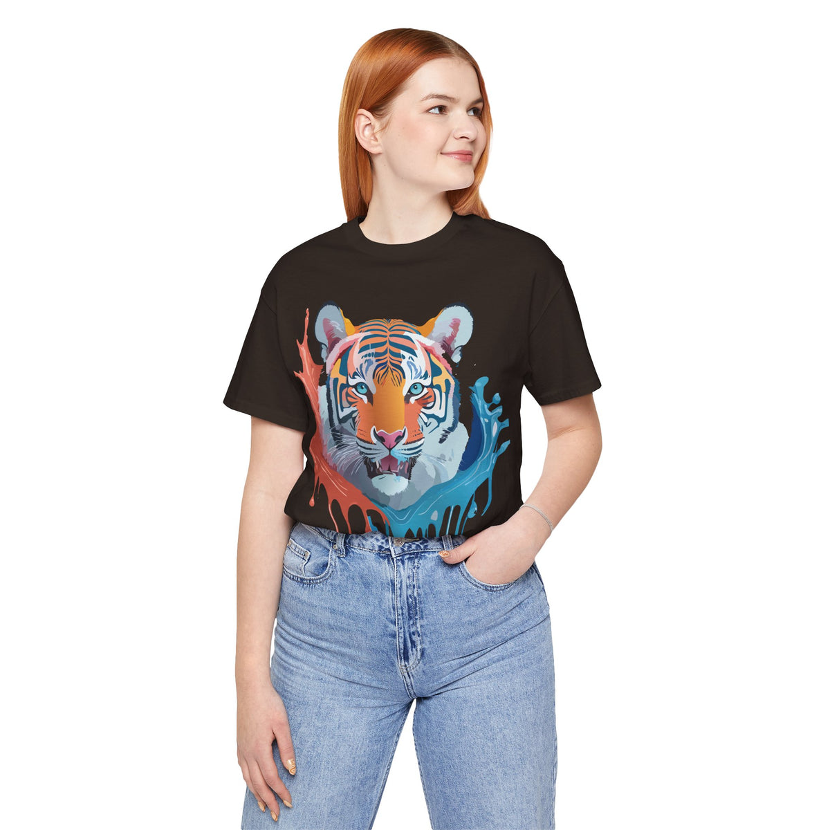 Tiger Graphic Unisex Cotton Bella+Canvas Tee with Art Animal Design e57