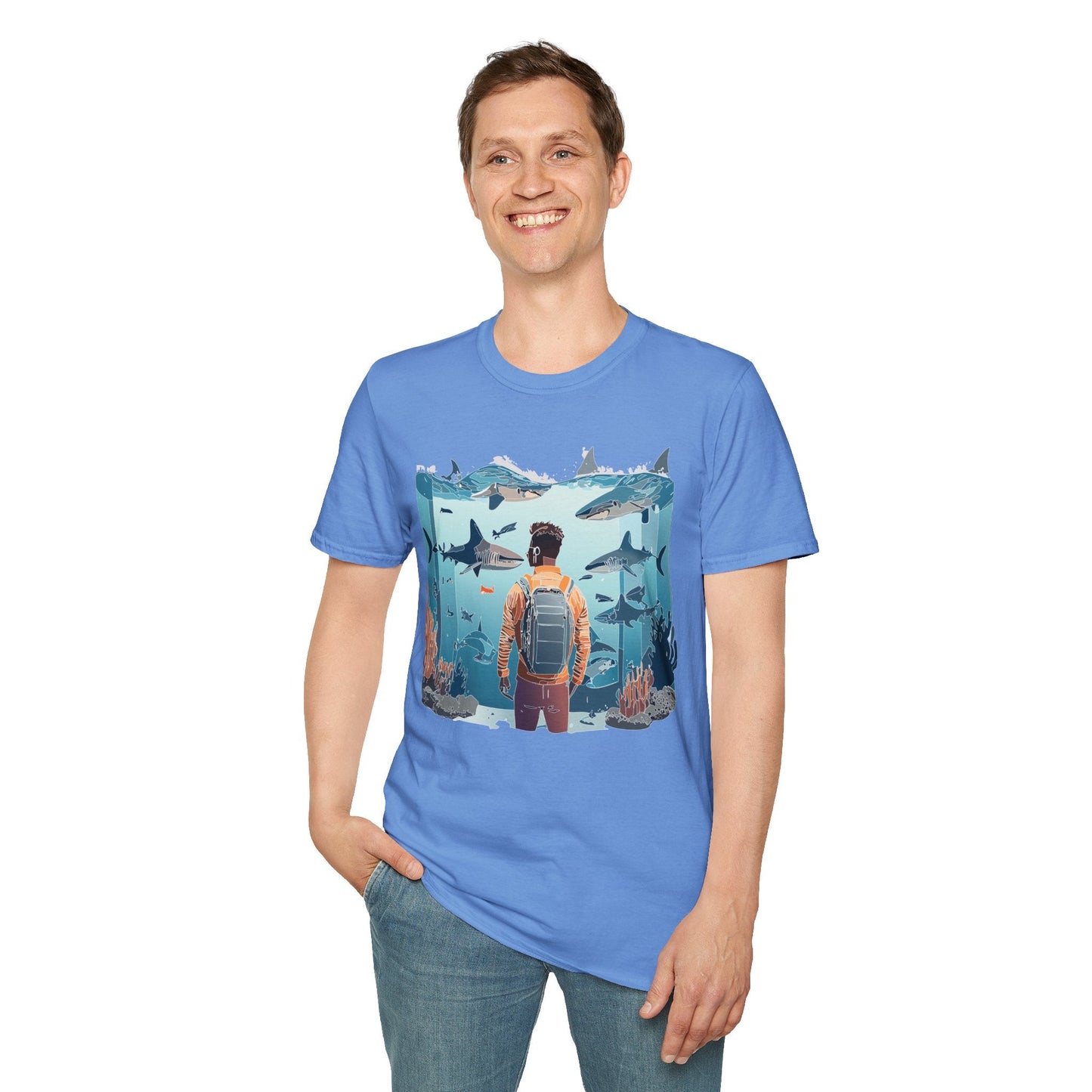 Ocean Themed Unisex Short Sleeve Tee Gildan Softstyle 64000 Ocean Inspired Art Design