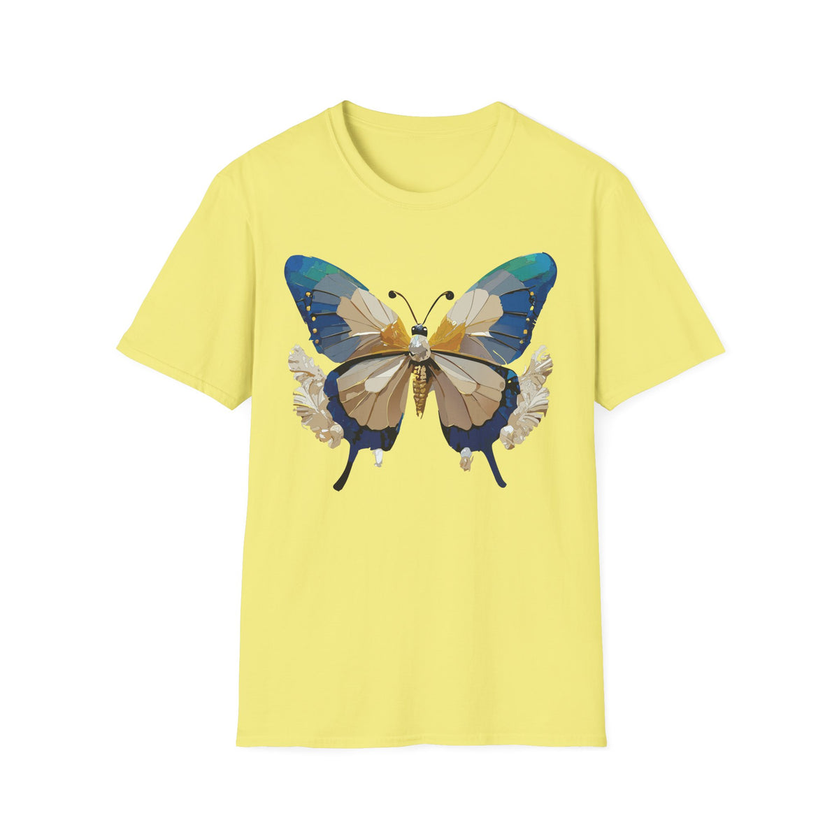 Butterfly Graphic T-Shirt — Earth Tone Floral Wing Design Graphic Tee Unisex 100 Cotton Gildan T-Shirt