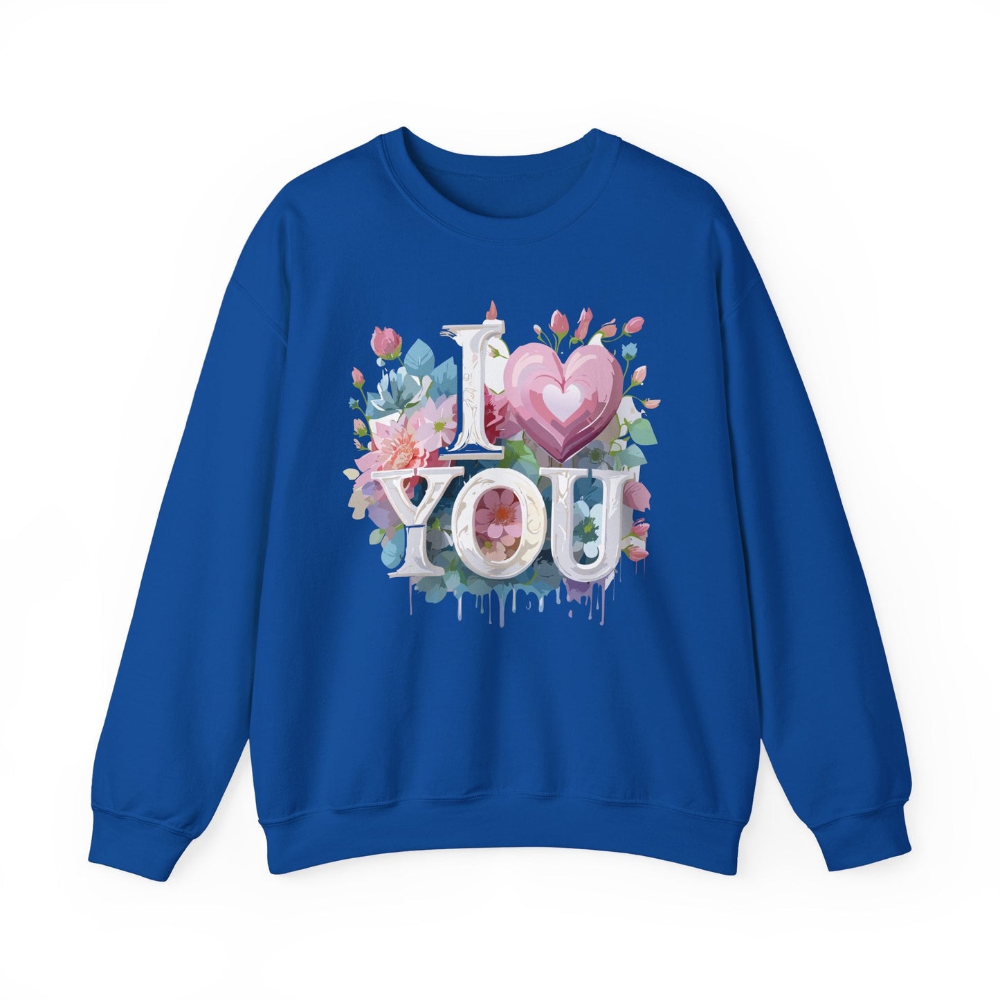 Floral Love Sweatshirt Unisex Valentine Day Flower Print Crewneck Gildan 18000 Cozy