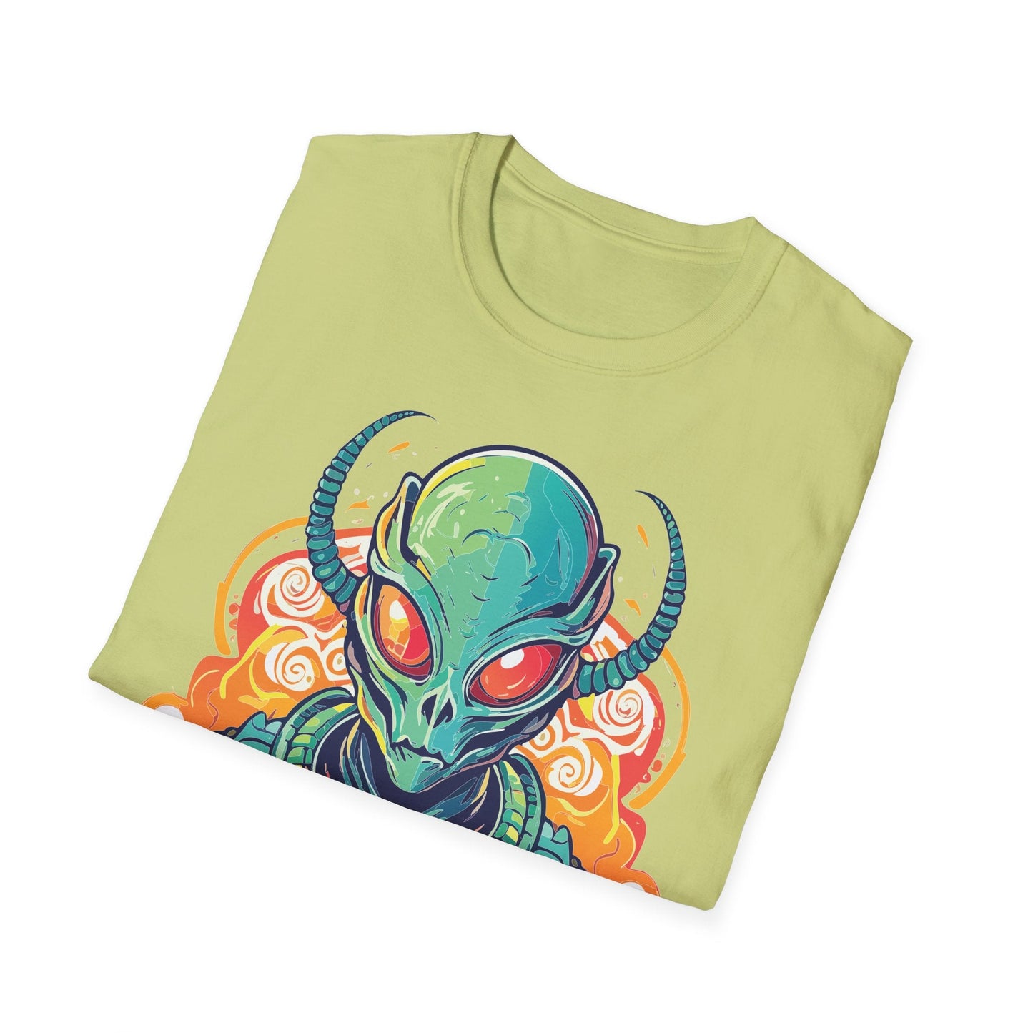 Cosmos Alien T Shirt Unisex Softstyle Cotton Tee With Space Artwork Graphic Design