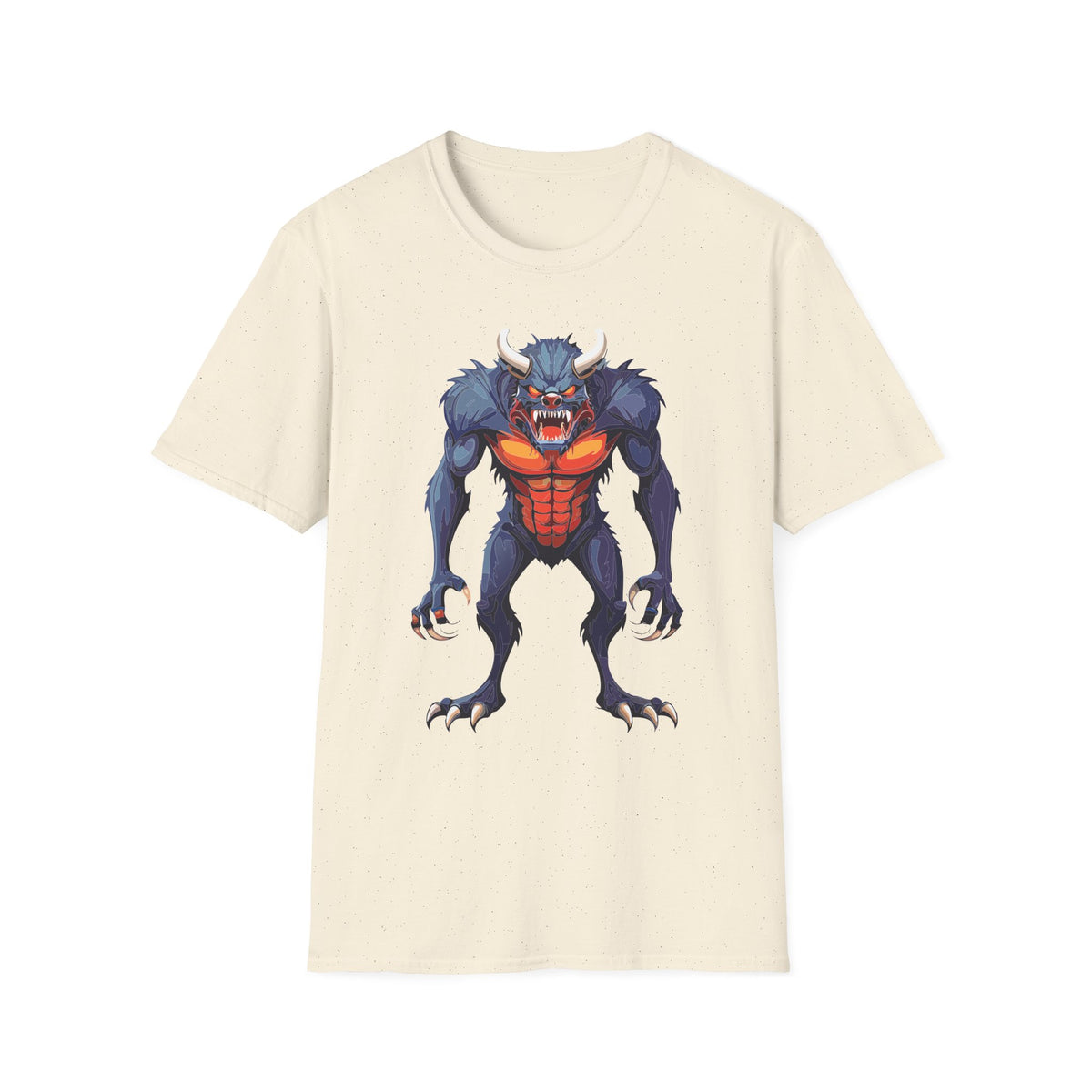 Werewolf Monster T-Shirt — Fierce Halloween Creature Cartoon Graphic Tee Unisex 100 Cotton Gildan T-Shirt