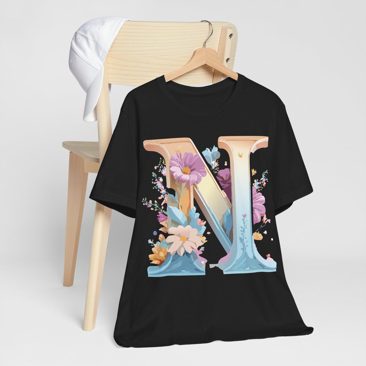 Letter N Shirt Unisex Graphic Tee By Adelpha Vintage Inspired Artwork Short Sleeve
