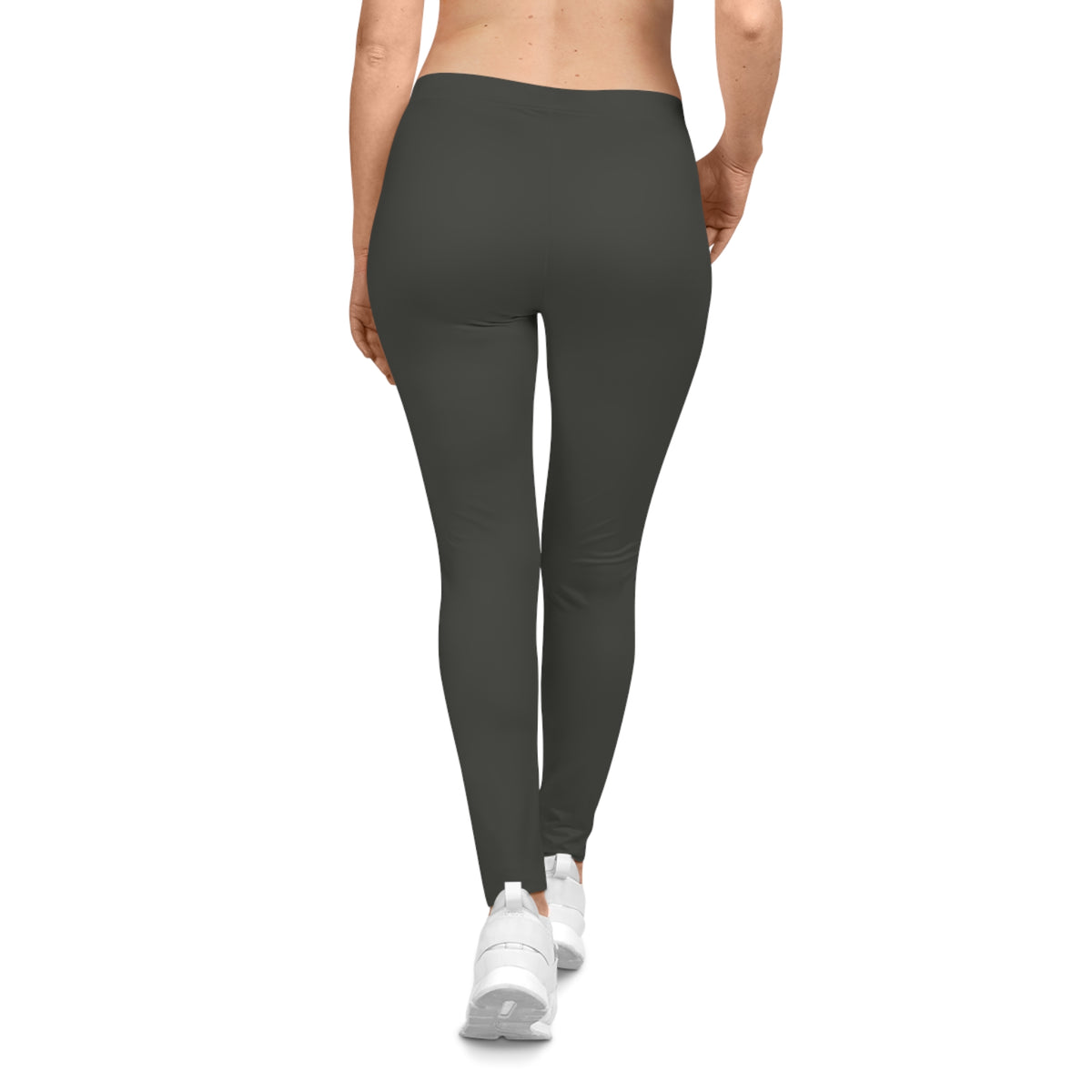 Dark Grey Color Women's Poly-Span Casual Leggings Print Everyday Activewear Pants