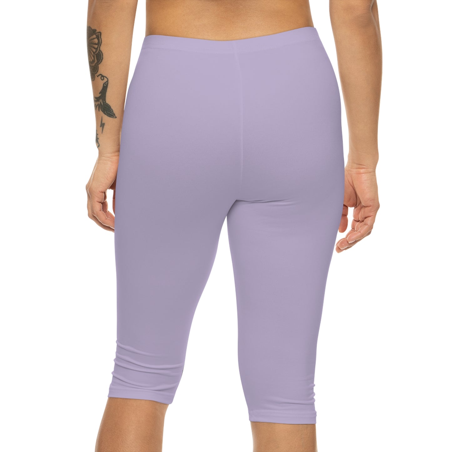 Pale Lilac Color Women's Brushed Suede Poly Span Casual Capri Leggings XS-2XL