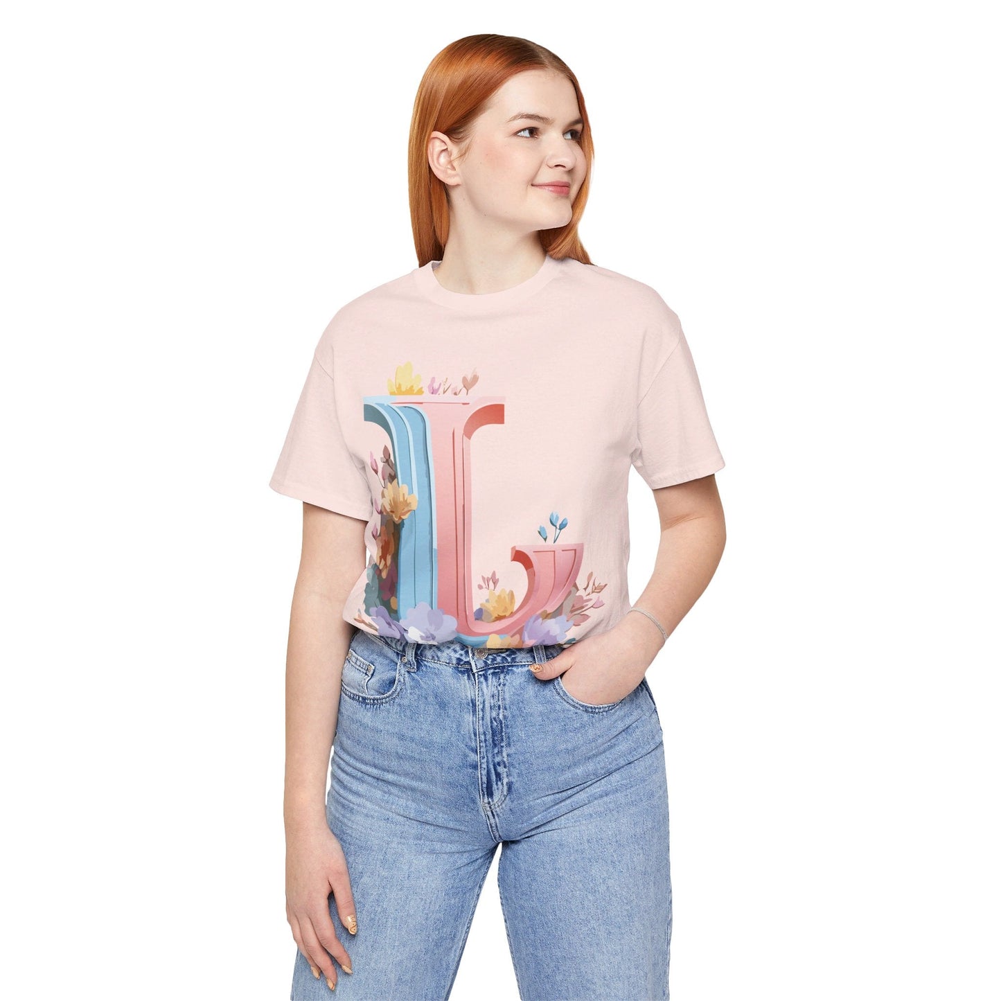 Letter L Shirt Graphic Tee Unisex Short Sleeve Vintage Inspired Artwork Adelpha Premium