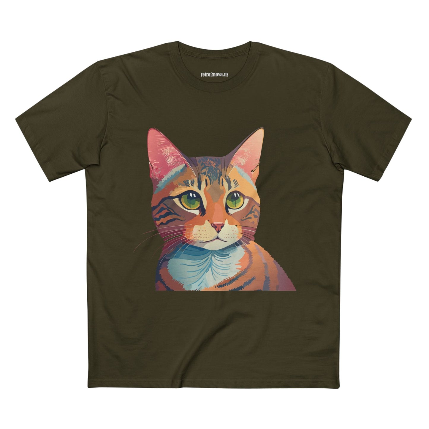 Retro2Nova Cat Art Tee Unisex Premium Cotton Shirt With Original Artwork Design Soft Breathable Comfort Everyday Wear