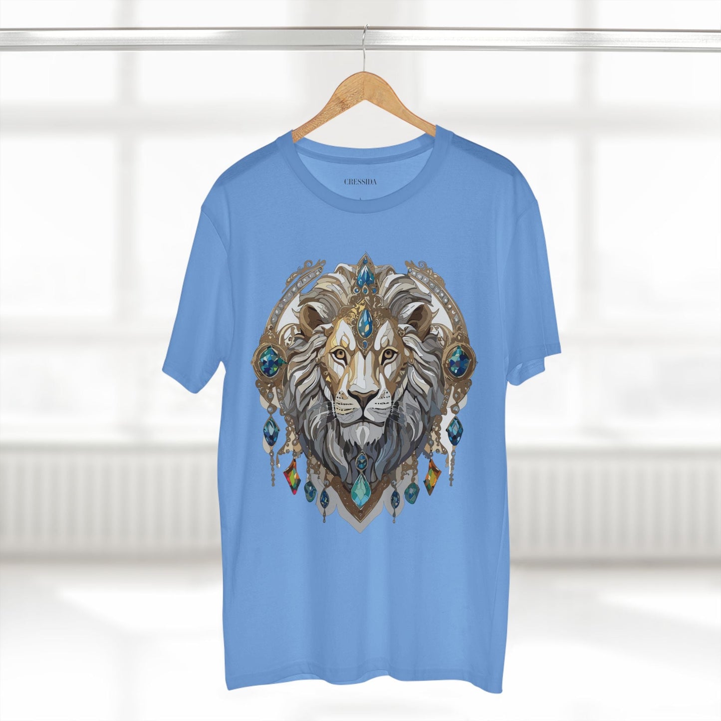 Lion Graphic Unisex 100 Cotton Tee With Unique Animal Golden Medallion Art Design 58