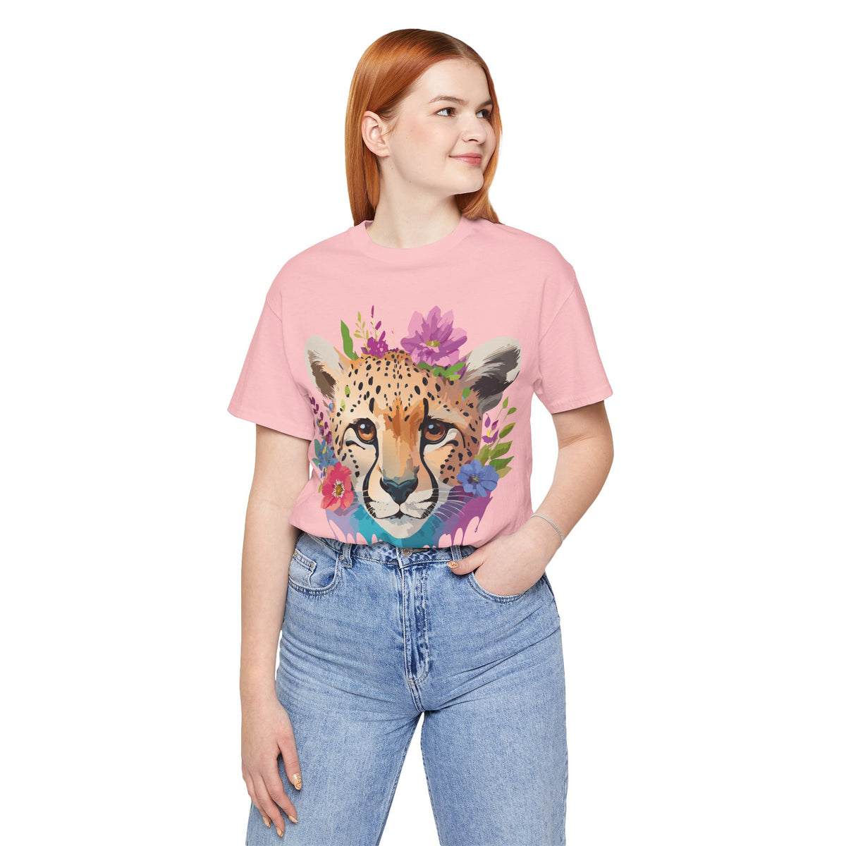 Cheetah Graphic Unisex Cotton Bella+Canvas Tee with Art Animal Design e11