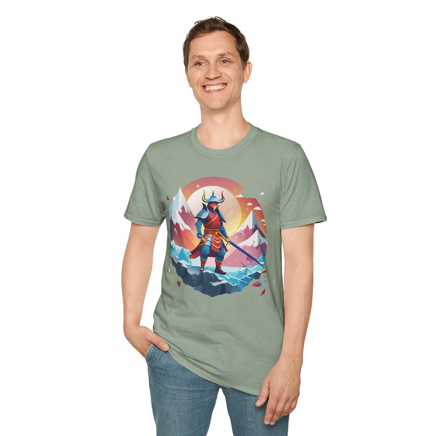 Samurai Style T Shirt Unisex Softstyle 64000 100 Percent Ring Spun Cotton Comfortable Tee