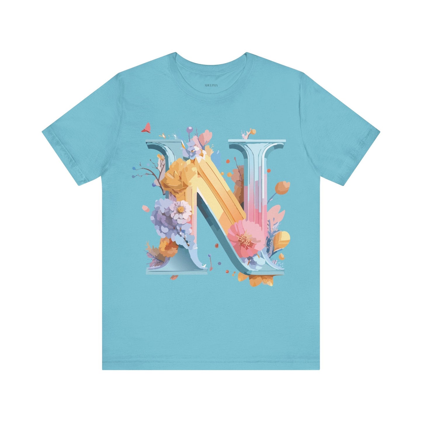 Letter N Shirt Classic Unisex Graphic Tee With Premium Vintage Adelpha Artwork Jersey Short Sleeve