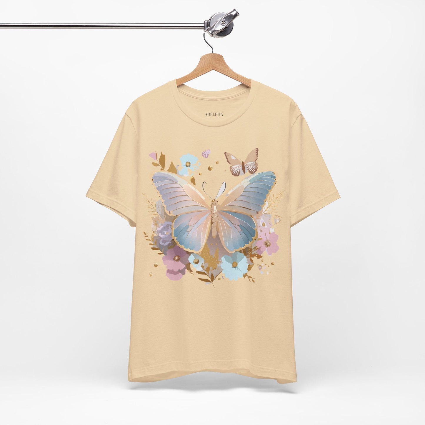 Butterfly Graphic Unisex 100 Cotton Lightweight Vintage Floral Design Jersey Tee 11