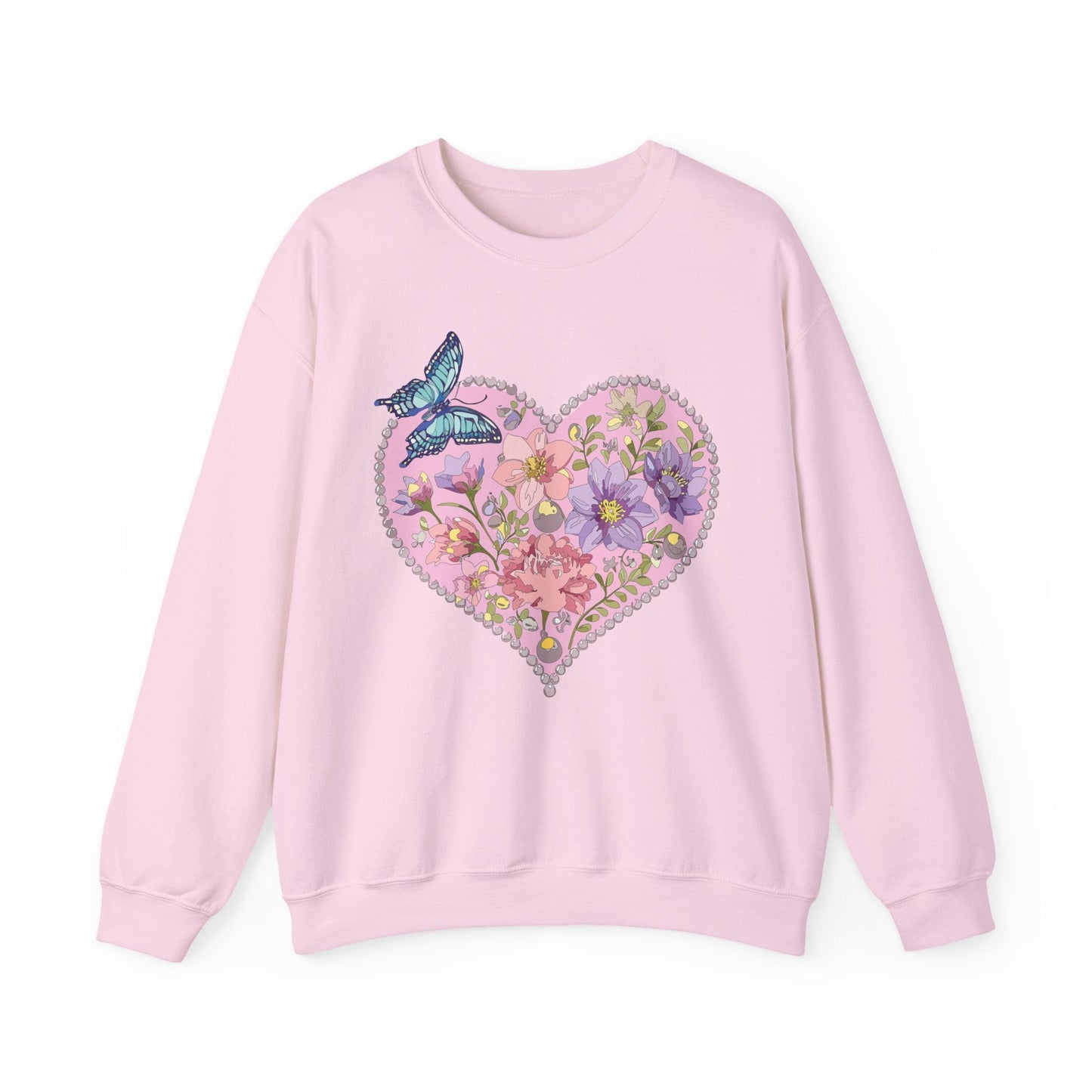 Floral Heart Sweatshirt Valentines Day Unisex Crewneck Cozy Comfort For Cold Weather