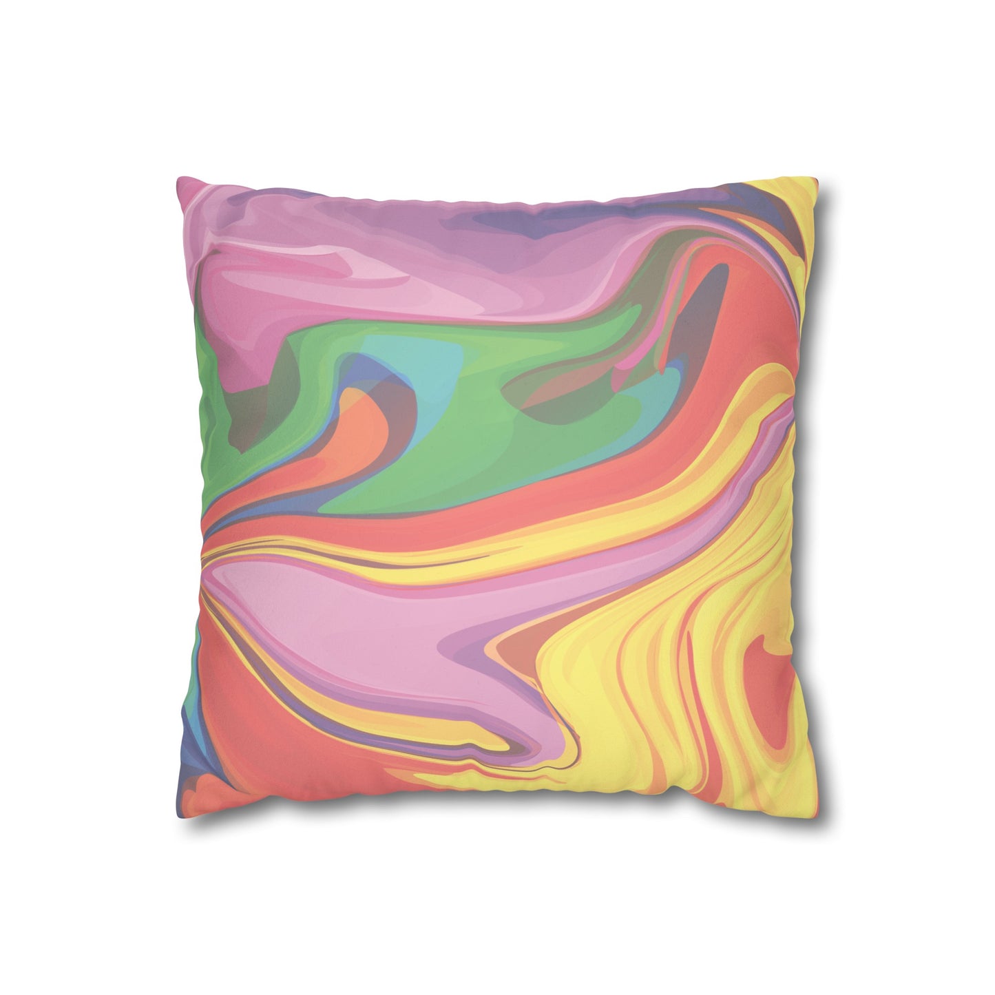 Faux Suede Pillowcase with Abstract print