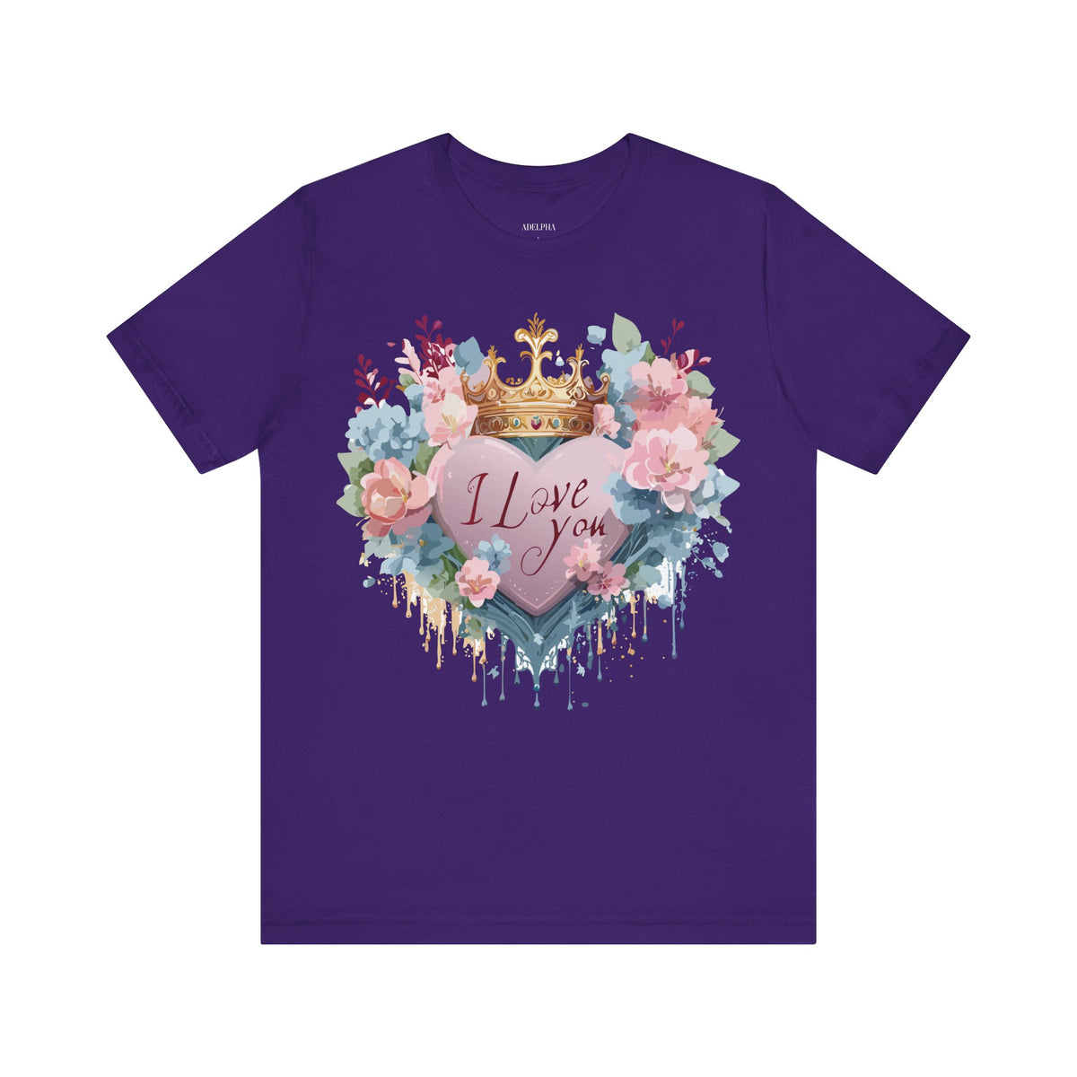 Valentine's Day Graphic Unisex Cotton Bella+Canvas Tee with Floral Art Design d105