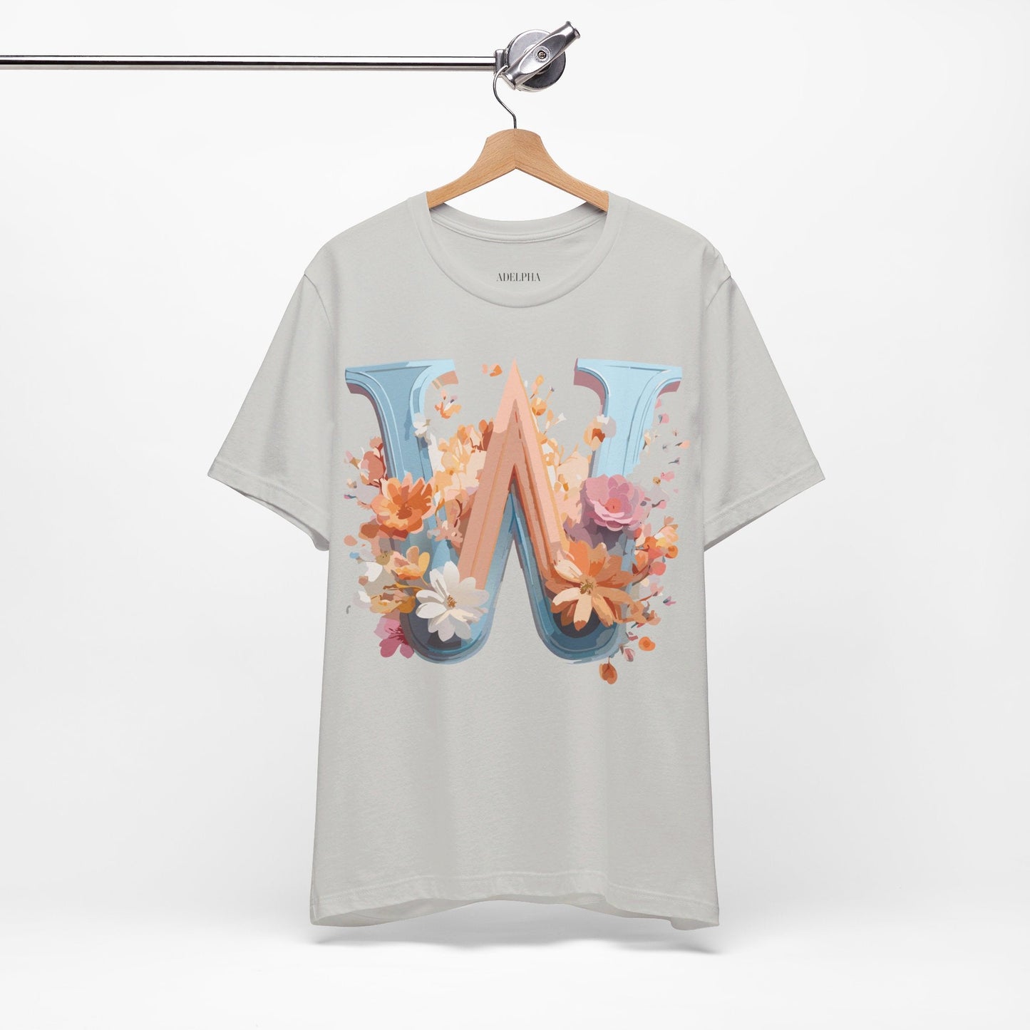 Letter W Shirt Unisex Graphic Tee Vintage Inspired Adelpha Art Design Short Sleeve