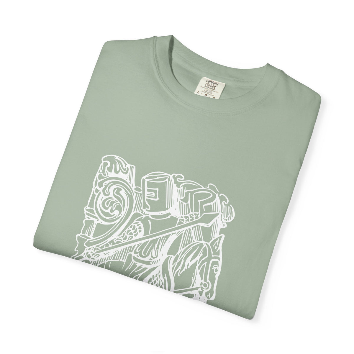 Unisex Cotton Garment Dyed T-Shirt with Knight Graphic Design