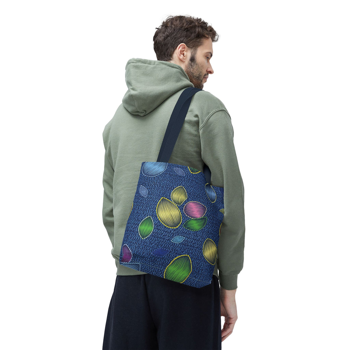 Denim Fabric Imitation Print Unisex Canvas Bag Poly Spun 3 Sizes Tote Bag 152