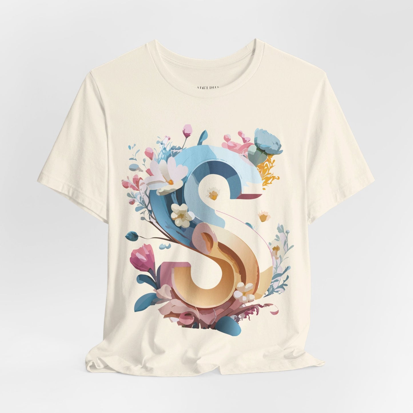 Letter S Shirt Graphic Tee Unisex Short Sleeve Vintage Inspired Adelpha Art Design