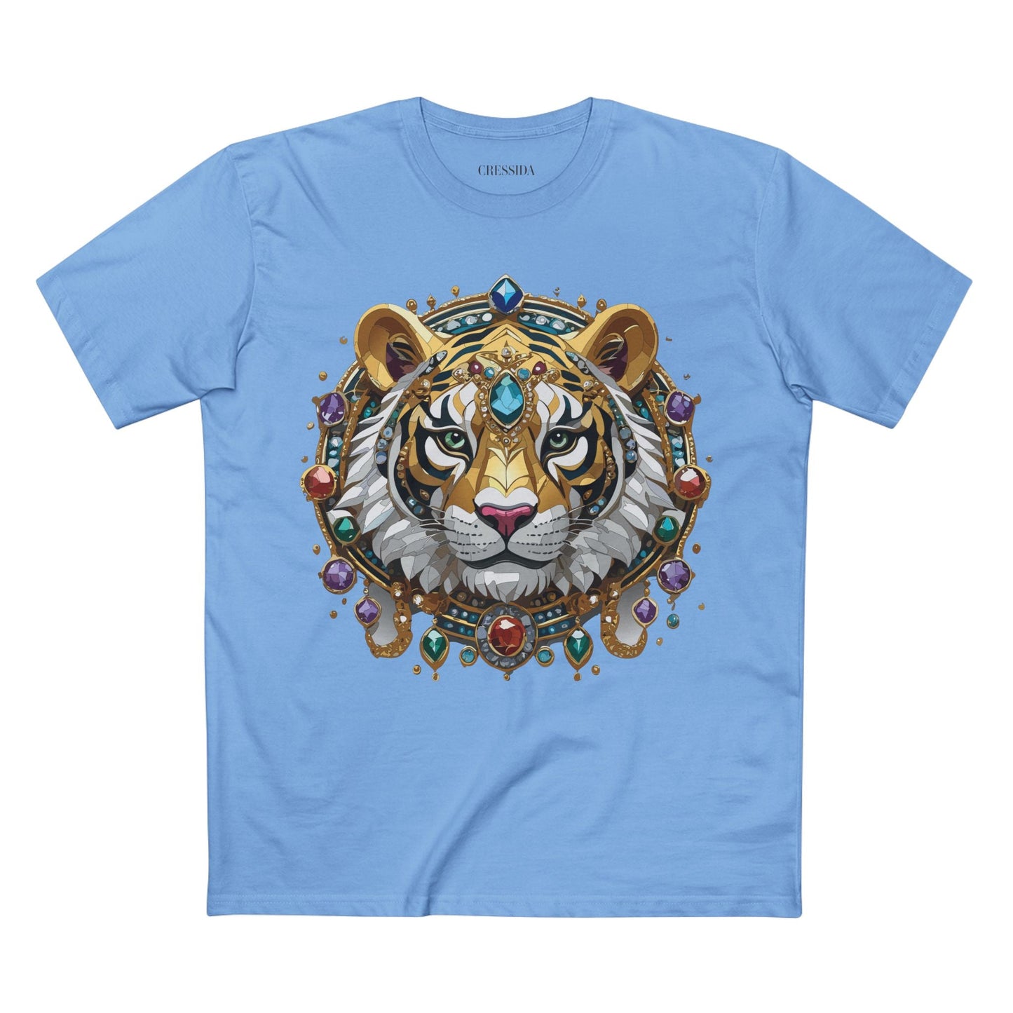 Tiger Graphic Unisex 100 Cotton Tee With Unique Animal Golden Medallion Art Design 52