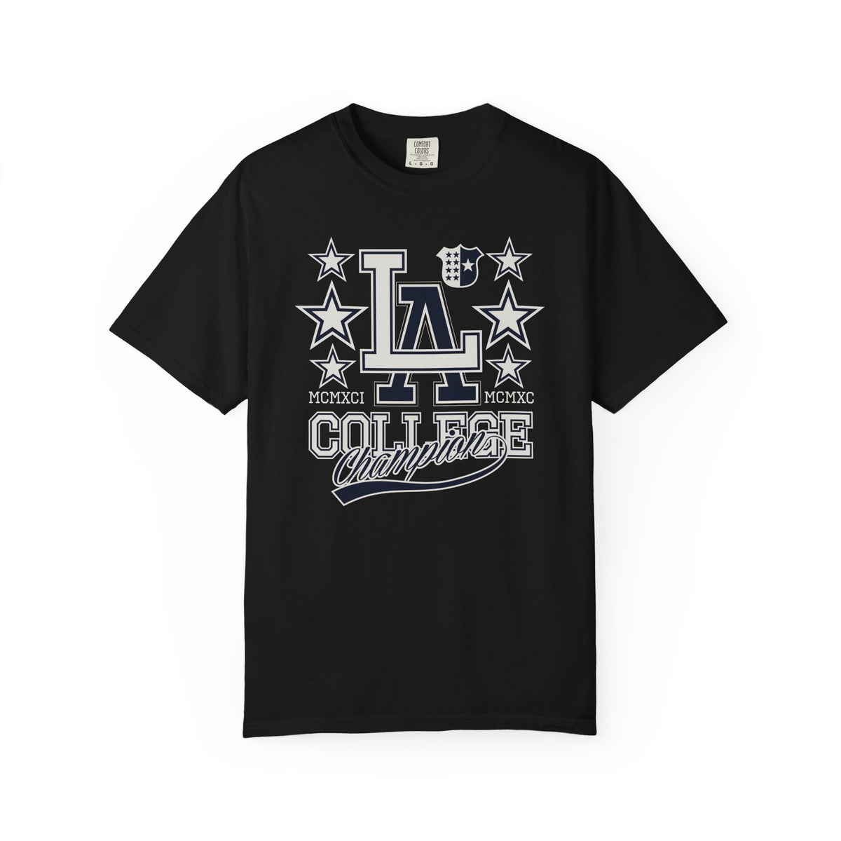 LA College Champions Logo Unisex Comfort Colors Garment-Dyed Heavyweight 100 Cotton Art Design T-Shirt w13