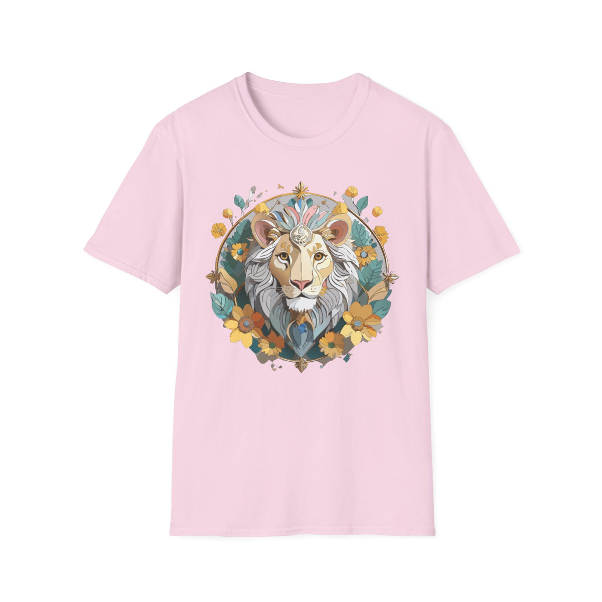 Floral Lion Illustration T-Shirt | Botanical Mane Tee