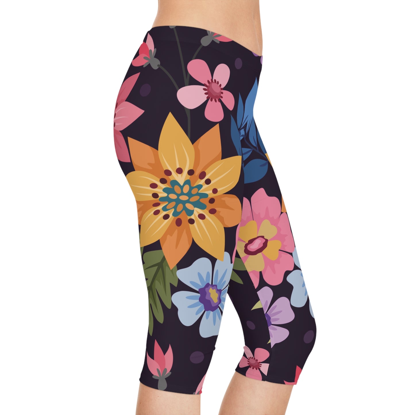 Leggings capri con estampado floral