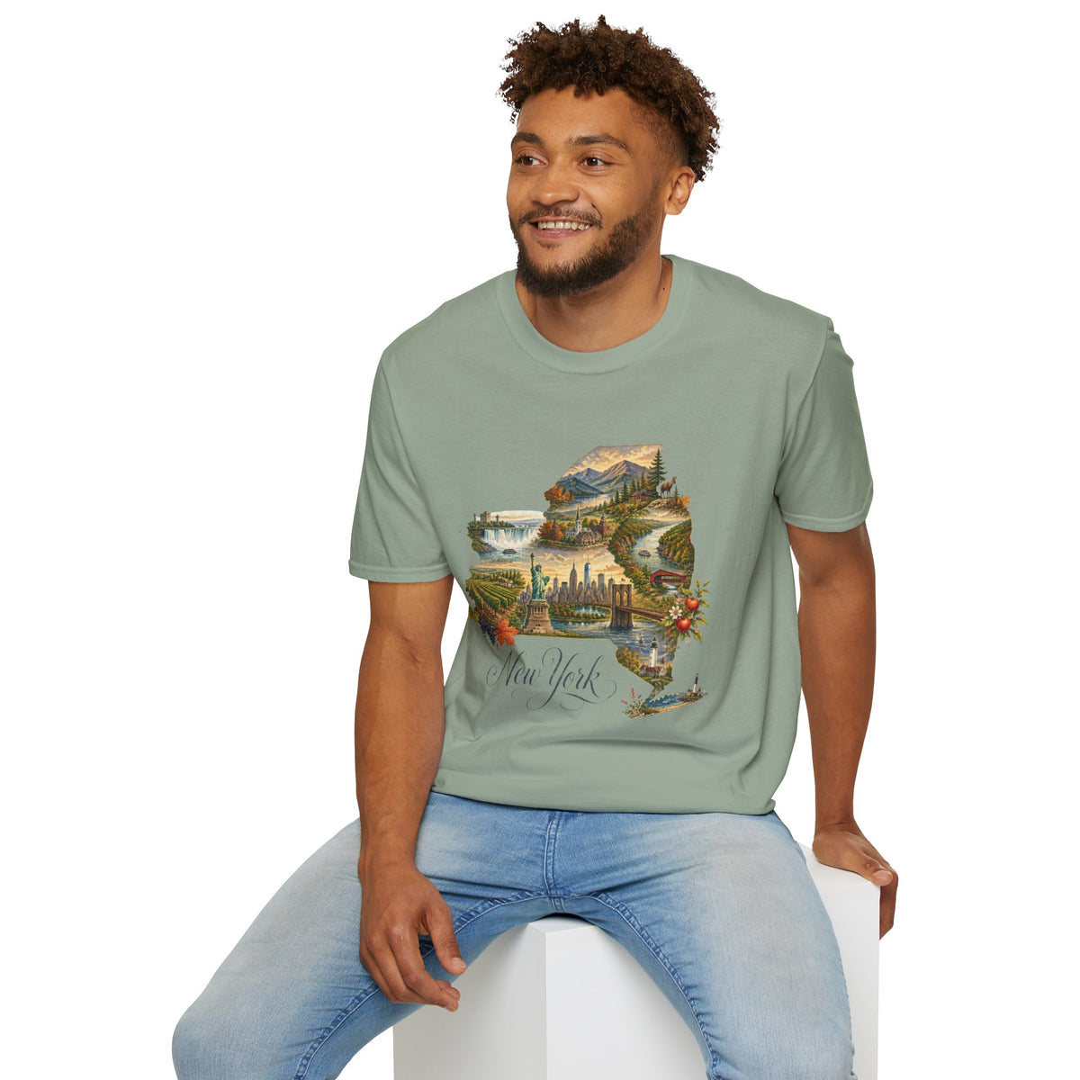 New York State Travel Tourist Graphic Design Unisex 100 Cotton Gildan T-Shirt