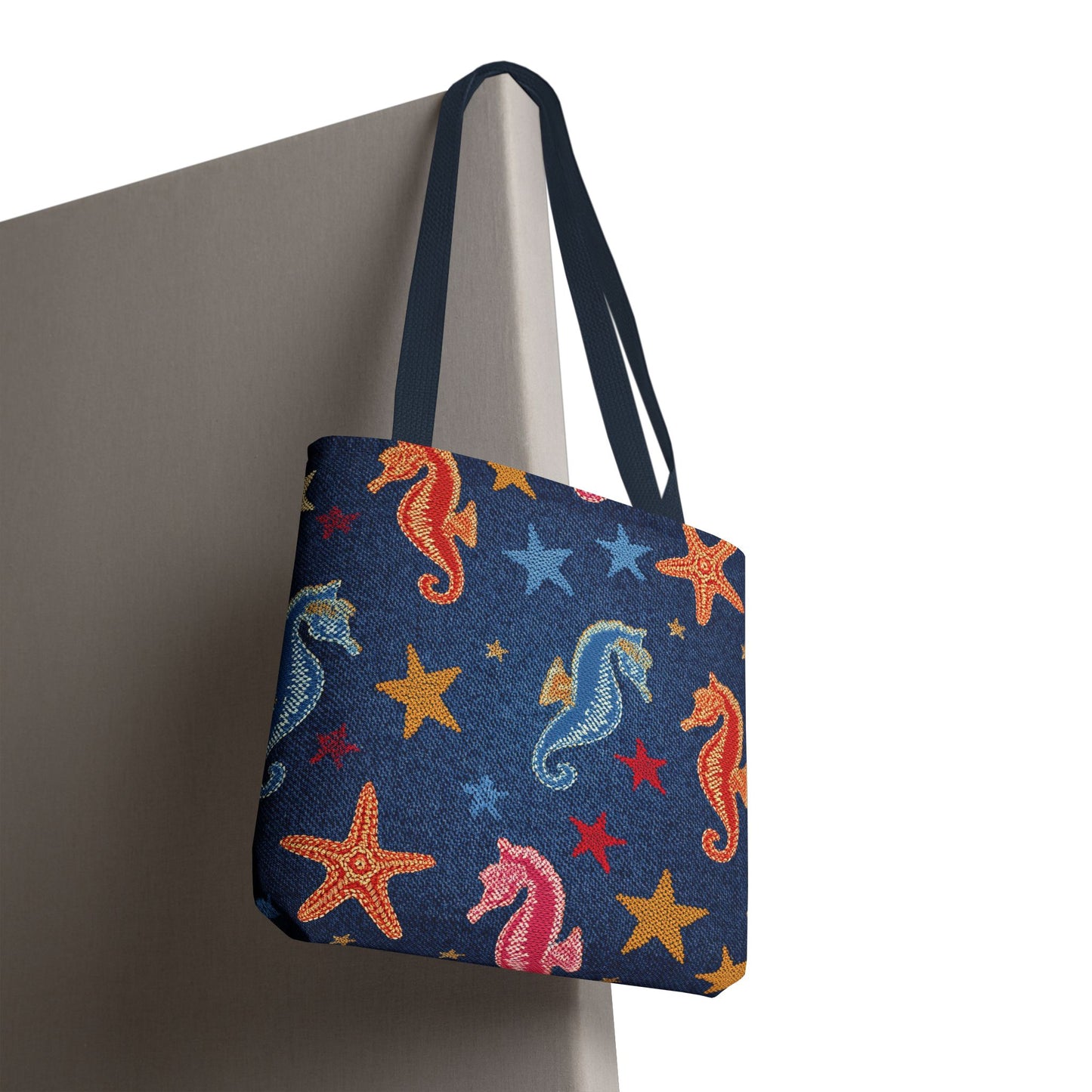 Denim Fabric Imitation Print Unisex Canvas Bag Poly Spun 3 Sizes Tote Bag 182-19