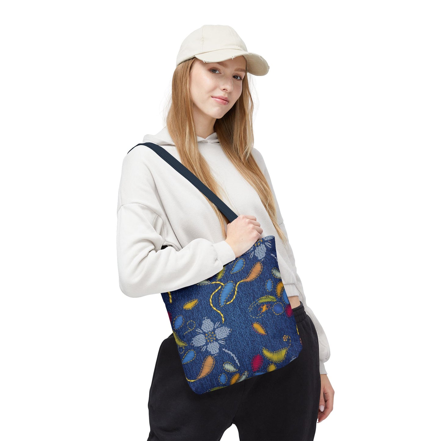 Denim Fabric Imitation Print Unisex Canvas Bag Poly Spun 3 Sizes Tote Bag 155