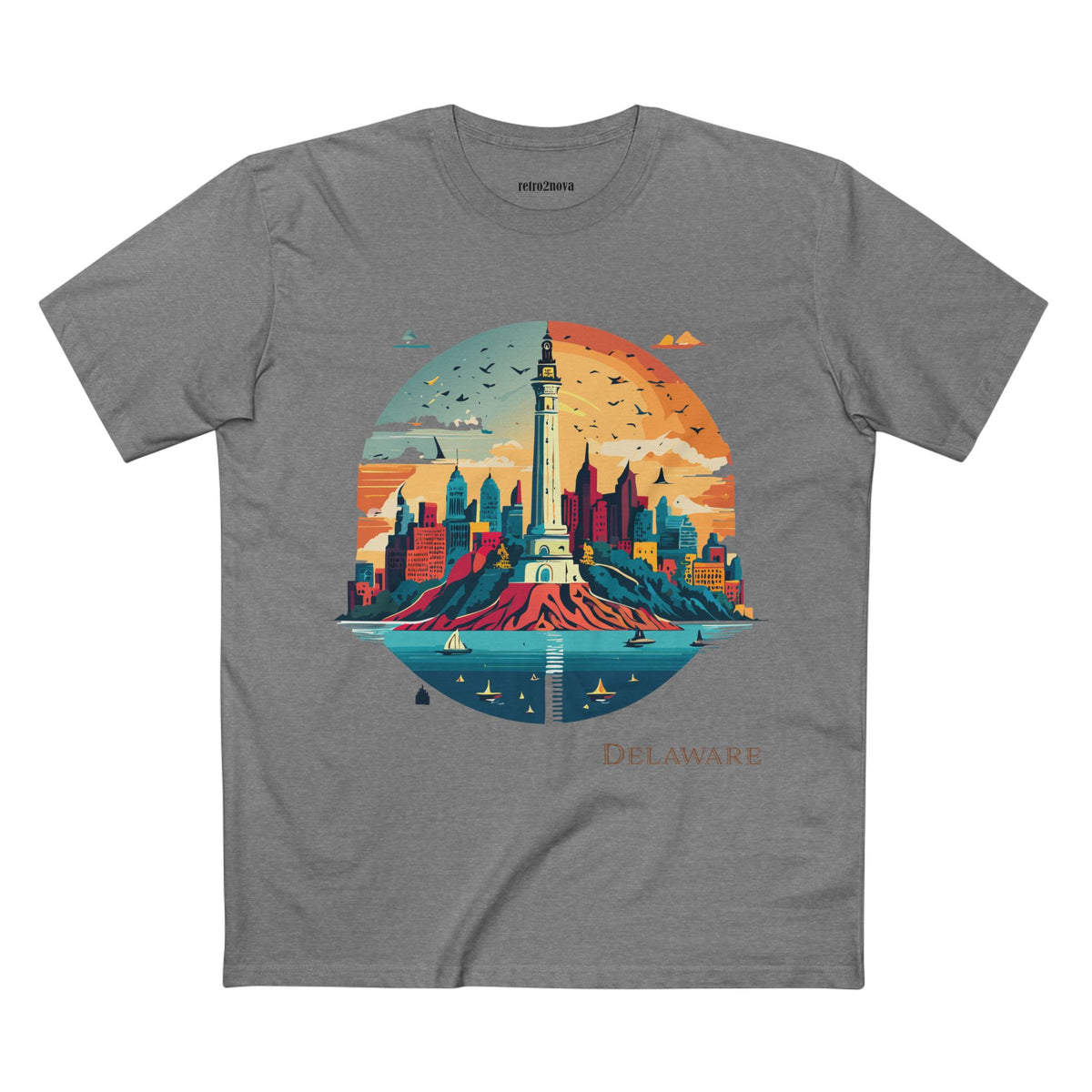 Delaware Lighthouse Skyline Tee | Coastal State Travel Shirt